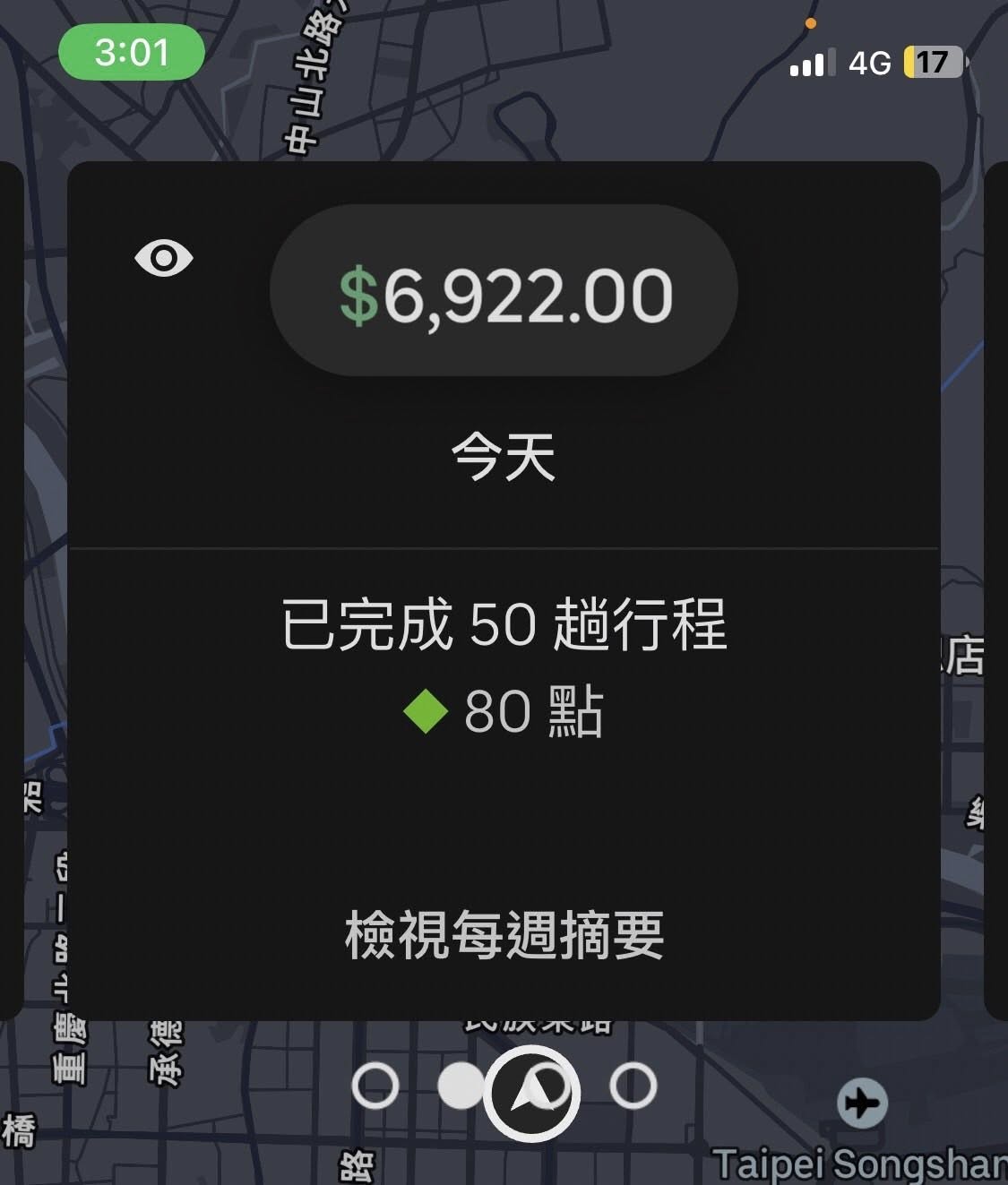 Uber Eats 單日收入截圖 $6,922
